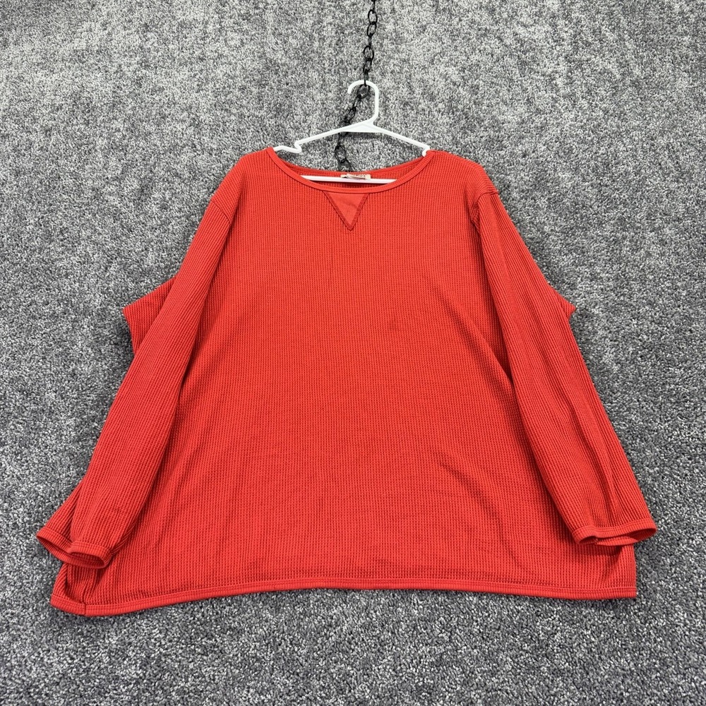 All American Comfort Shirt Mens XL Red Thermal Waffle Knit Long Sleeve Casual